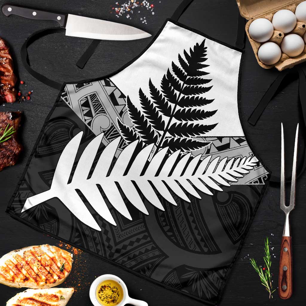 New Zealand Silver Fern Apron Maori Koru Mixed Taniko Pattern - Aussie Hoodie