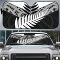 New Zealand Silver Fern Auto Sun Shade Maori Koru Mixed Taniko Pattern - Aussie Hoodie