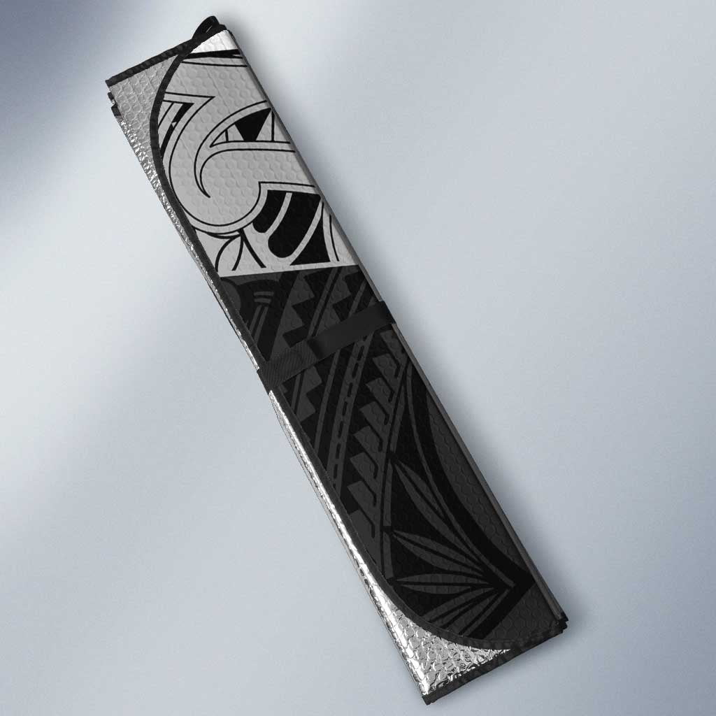 New Zealand Silver Fern Auto Sun Shade Maori Koru Mixed Taniko Pattern - Aussie Hoodie