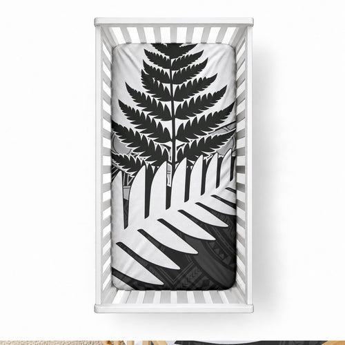 New Zealand Silver Fern Baby Bed Cover Maori Koru Mixed Taniko Pattern