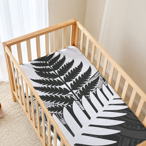 New Zealand Silver Fern Baby Bed Cover Maori Koru Mixed Taniko Pattern