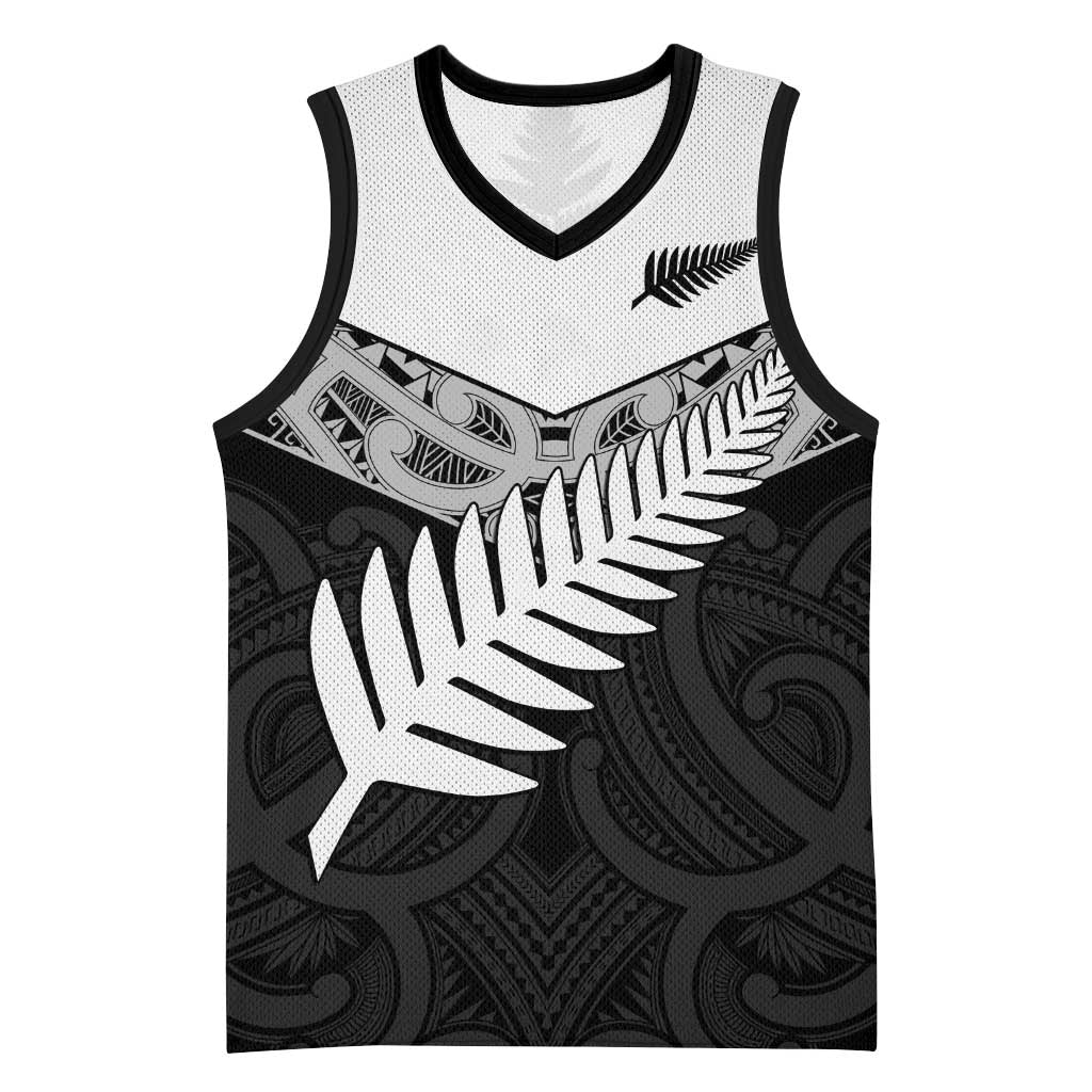 New Zealand Silver Fern Basketball Jersey Maori Koru Mixed Taniko Pattern - Aussie Hoodie