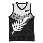 New Zealand Silver Fern Basketball Jersey Maori Koru Mixed Taniko Pattern - Aussie Hoodie