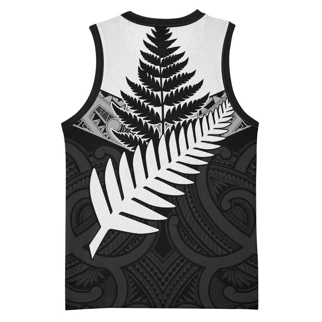 New Zealand Silver Fern Basketball Jersey Maori Koru Mixed Taniko Pattern - Aussie Hoodie