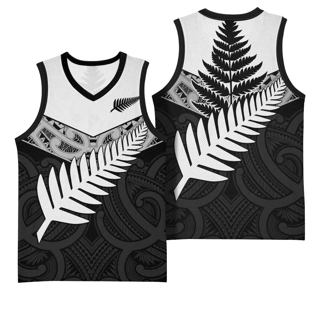 New Zealand Silver Fern Basketball Jersey Maori Koru Mixed Taniko Pattern - Aussie Hoodie