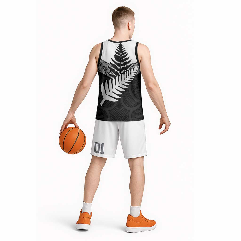 New Zealand Silver Fern Basketball Jersey Maori Koru Mixed Taniko Pattern - Aussie Hoodie