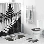 New Zealand Silver Fern Bathroom Set Maori Koru Mixed Taniko Pattern - Aussie Hoodie
