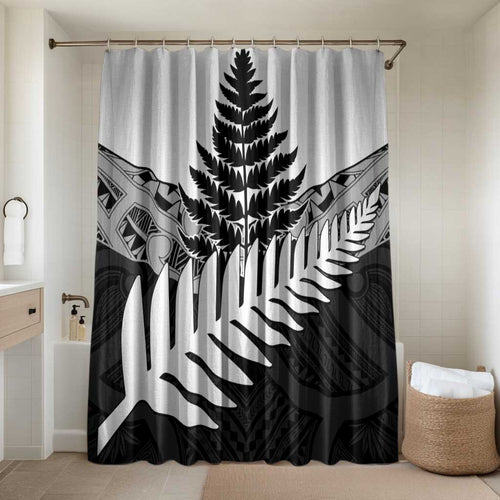 New Zealand Silver Fern Bathroom Set Maori Koru Mixed Taniko Pattern - Aussie Hoodie
