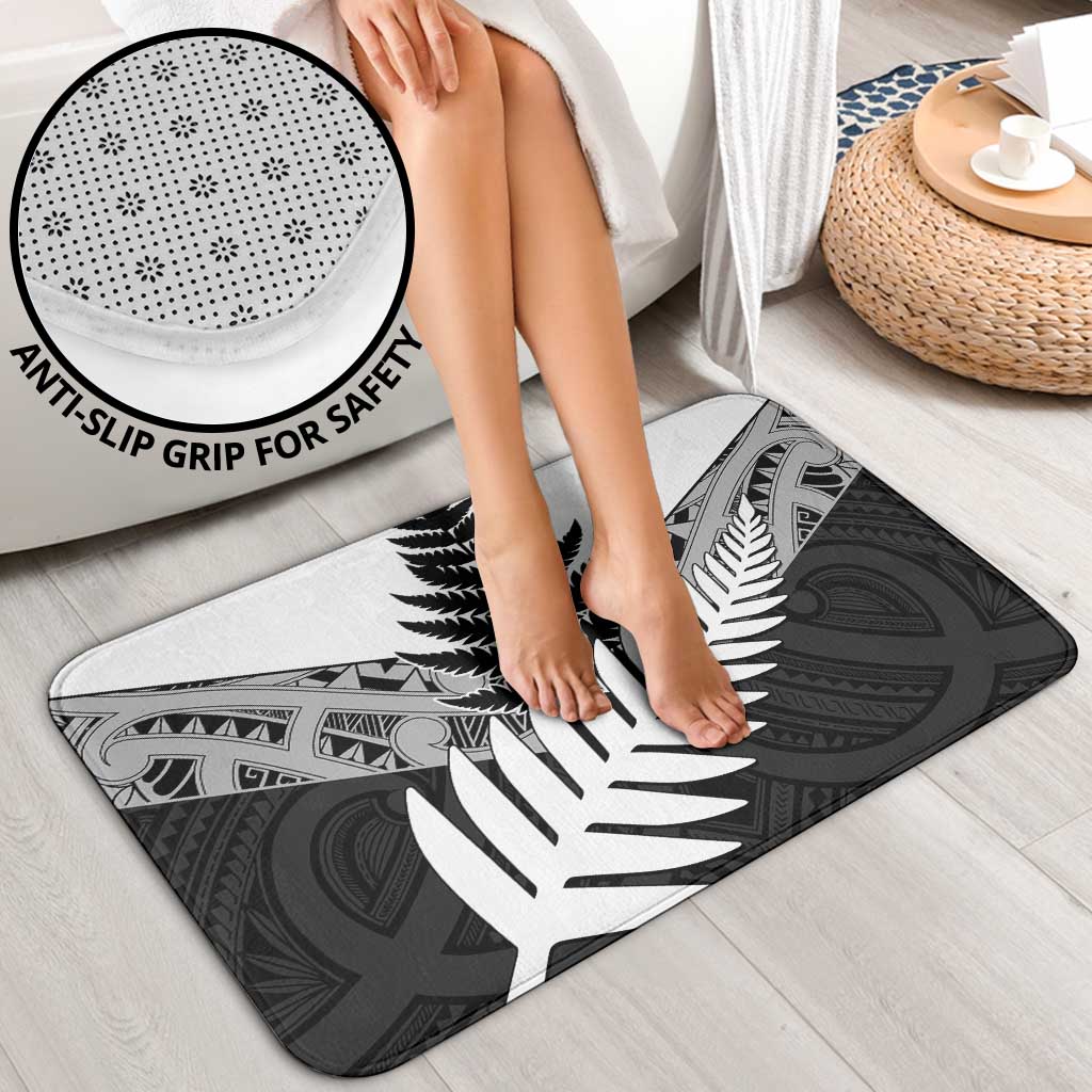 New Zealand Silver Fern Bathroom Set Maori Koru Mixed Taniko Pattern - Aussie Hoodie