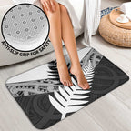 New Zealand Silver Fern Bathroom Set Maori Koru Mixed Taniko Pattern - Aussie Hoodie
