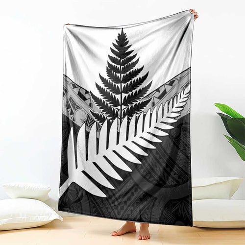 New Zealand Silver Fern Blanket Maori Koru Mixed Taniko Pattern