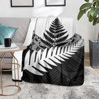 New Zealand Silver Fern Blanket Maori Koru Mixed Taniko Pattern