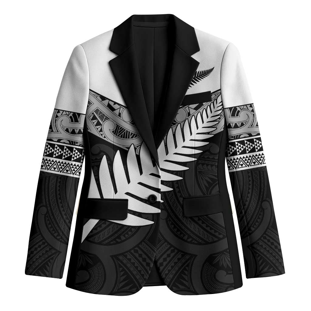 New Zealand Silver Fern Blazer Maori Koru Mixed Taniko Pattern - Aussie Hoodie