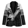 New Zealand Silver Fern Blazer Maori Koru Mixed Taniko Pattern - Aussie Hoodie