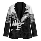 New Zealand Silver Fern Blazer Maori Koru Mixed Taniko Pattern - Aussie Hoodie
