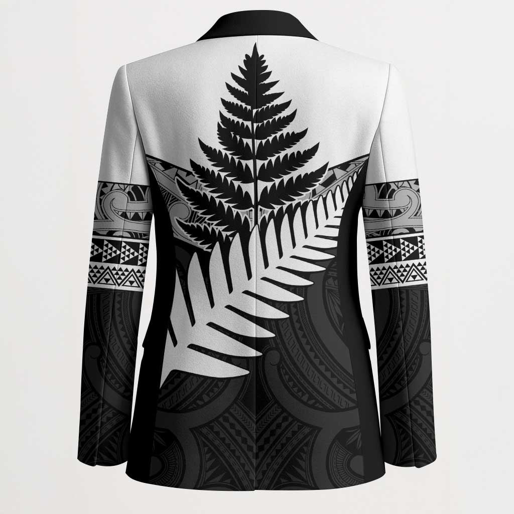 New Zealand Silver Fern Blazer Maori Koru Mixed Taniko Pattern - Aussie Hoodie
