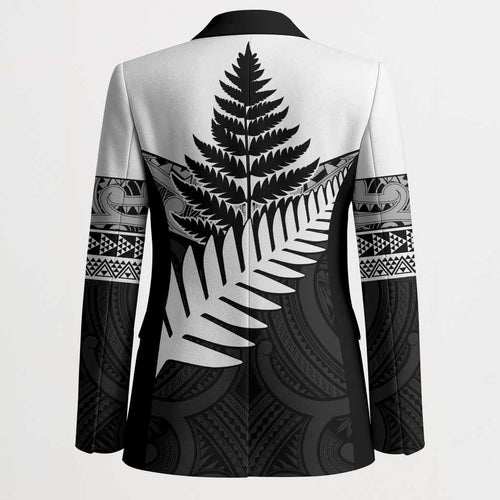 New Zealand Silver Fern Blazer Maori Koru Mixed Taniko Pattern - Aussie Hoodie