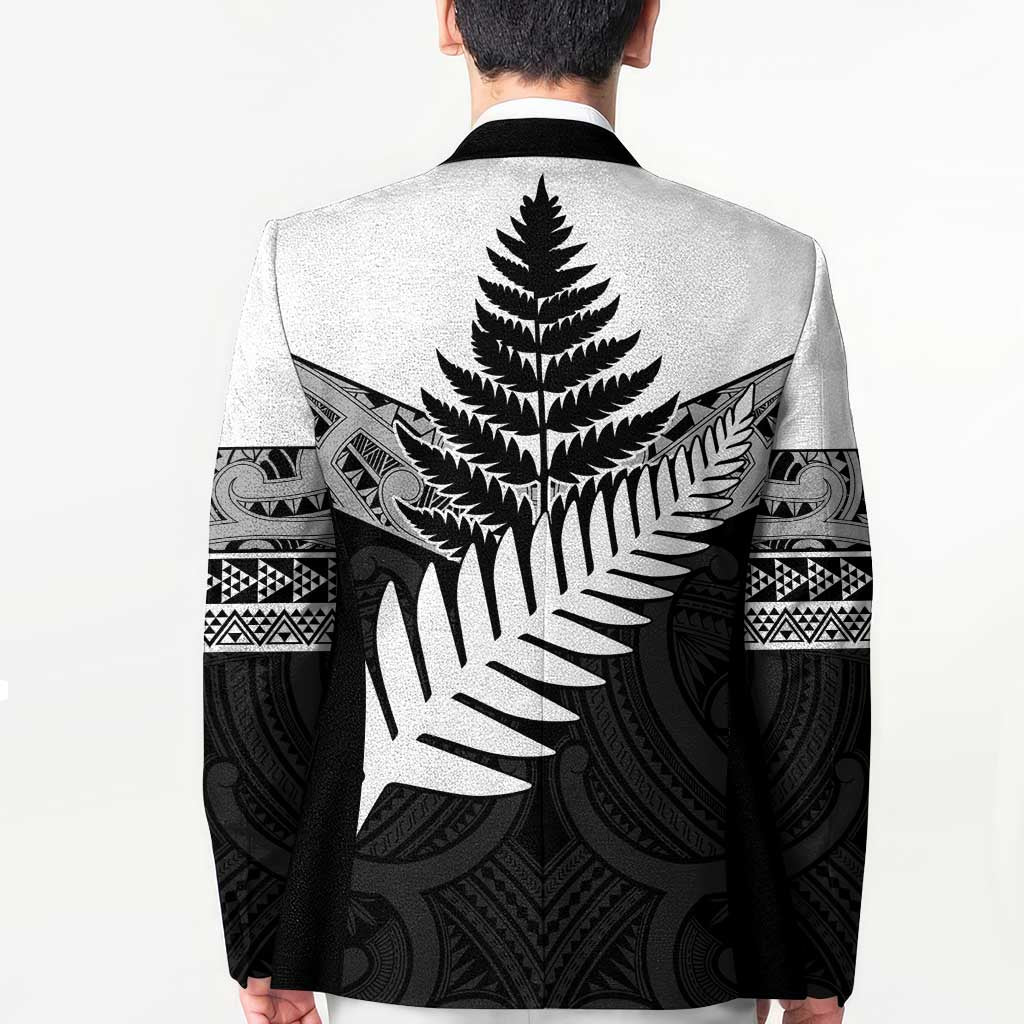 New Zealand Silver Fern Blazer Maori Koru Mixed Taniko Pattern - Aussie Hoodie