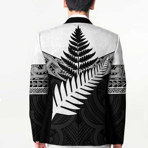 New Zealand Silver Fern Blazer Maori Koru Mixed Taniko Pattern - Aussie Hoodie