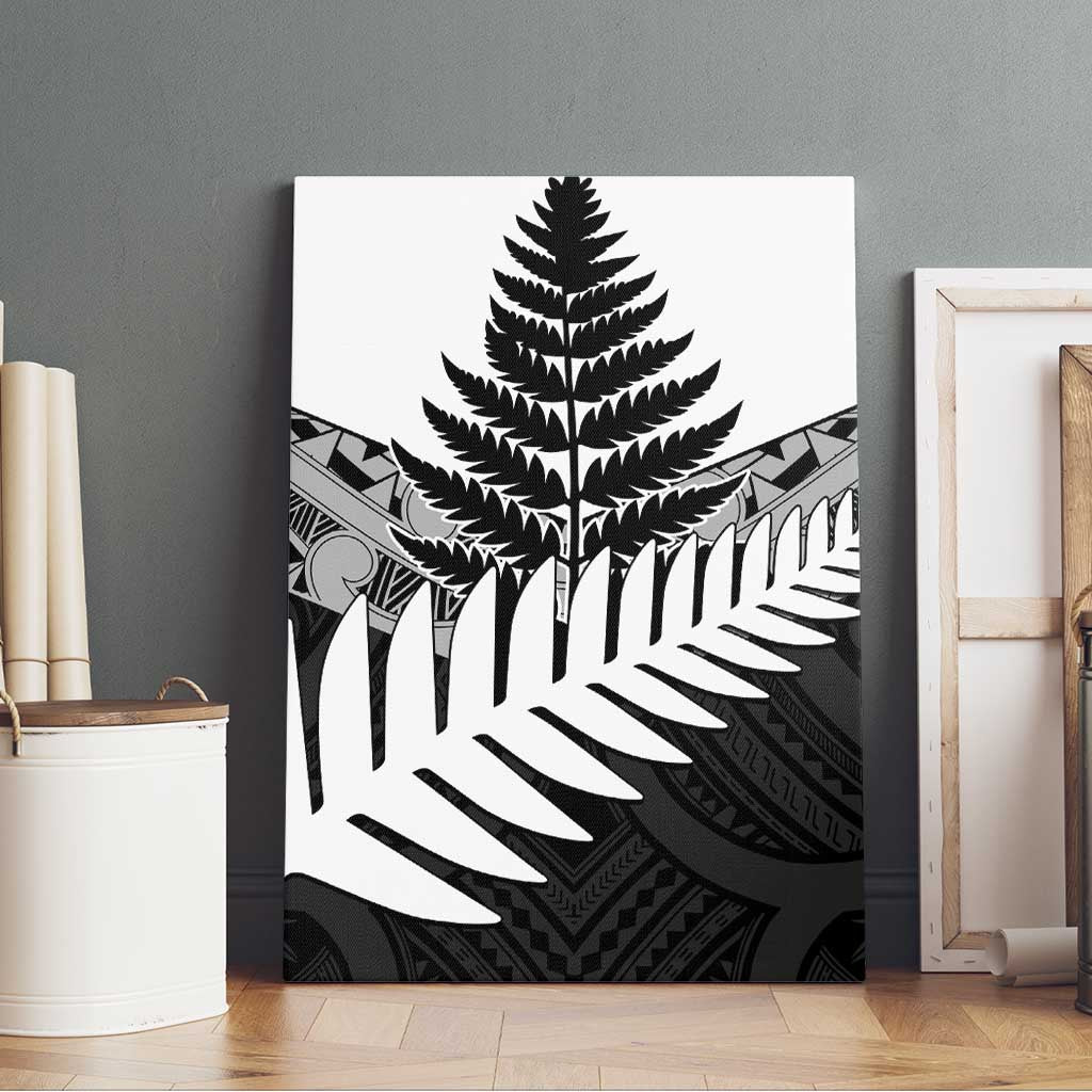 New Zealand Silver Fern Canvas Wall Art Maori Koru Mixed Taniko Pattern