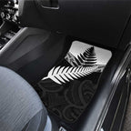 New Zealand Silver Fern Car Mats Maori Koru Mixed Taniko Pattern