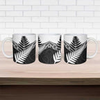 New Zealand Silver Fern Ceramic Mug Maori Koru Mixed Taniko Pattern - Aussie Hoodie