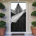 New Zealand Silver Fern Door Cover Maori Koru Mixed Taniko Pattern - Aussie Hoodie