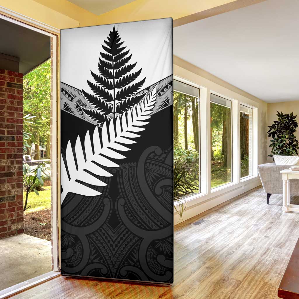 New Zealand Silver Fern Door Cover Maori Koru Mixed Taniko Pattern - Aussie Hoodie