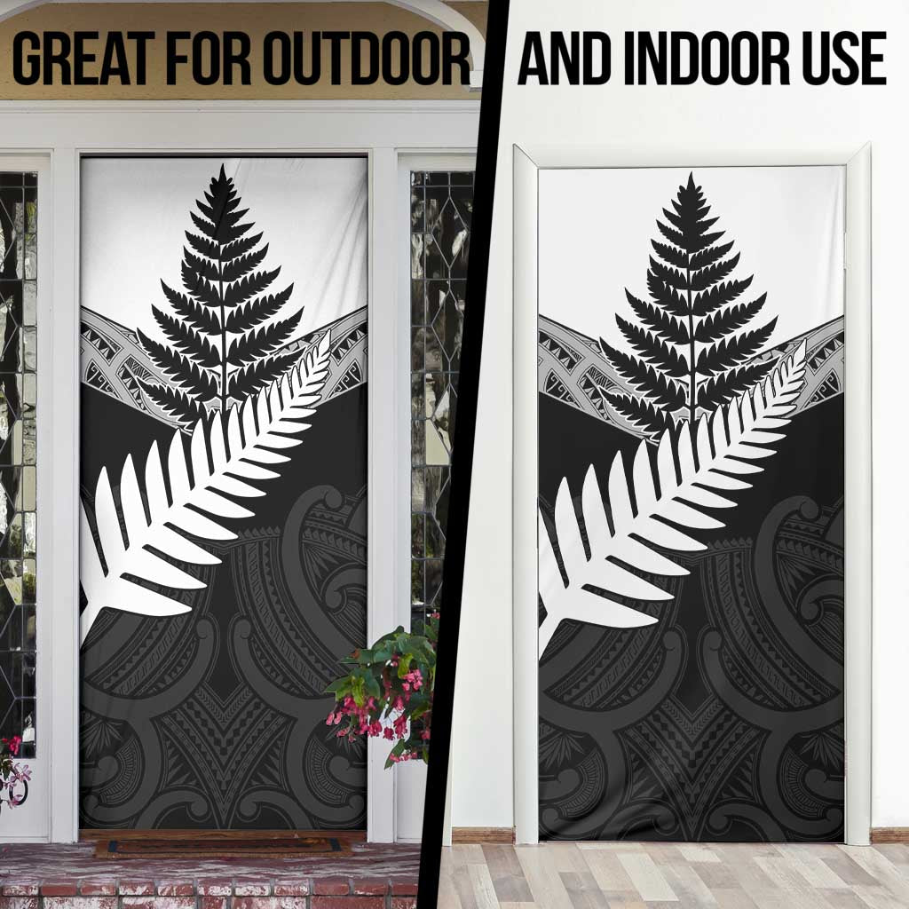 New Zealand Silver Fern Door Cover Maori Koru Mixed Taniko Pattern - Aussie Hoodie