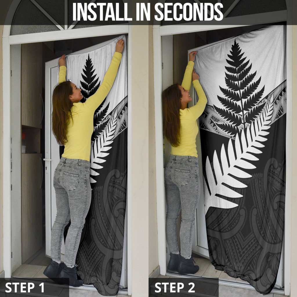New Zealand Silver Fern Door Cover Maori Koru Mixed Taniko Pattern - Aussie Hoodie