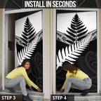 New Zealand Silver Fern Door Cover Maori Koru Mixed Taniko Pattern - Aussie Hoodie