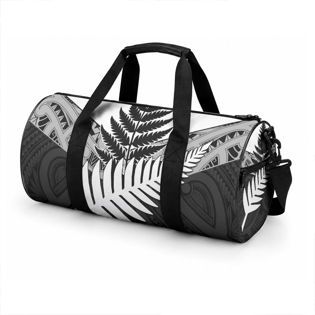 New Zealand Silver Fern Duffle Bag Maori Koru Mixed Taniko Pattern
