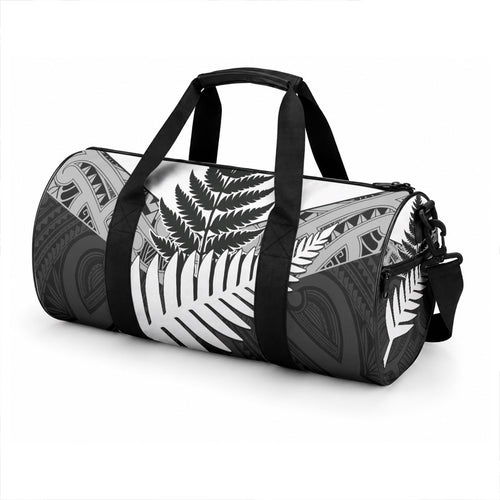 New Zealand Silver Fern Duffle Bag Maori Koru Mixed Taniko Pattern