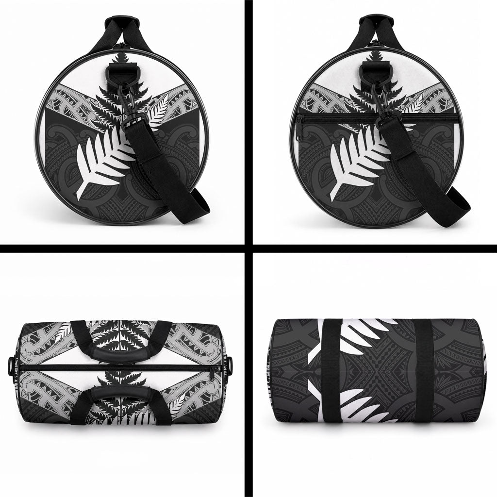 New Zealand Silver Fern Duffle Bag Maori Koru Mixed Taniko Pattern