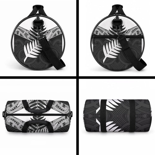 New Zealand Silver Fern Duffle Bag Maori Koru Mixed Taniko Pattern