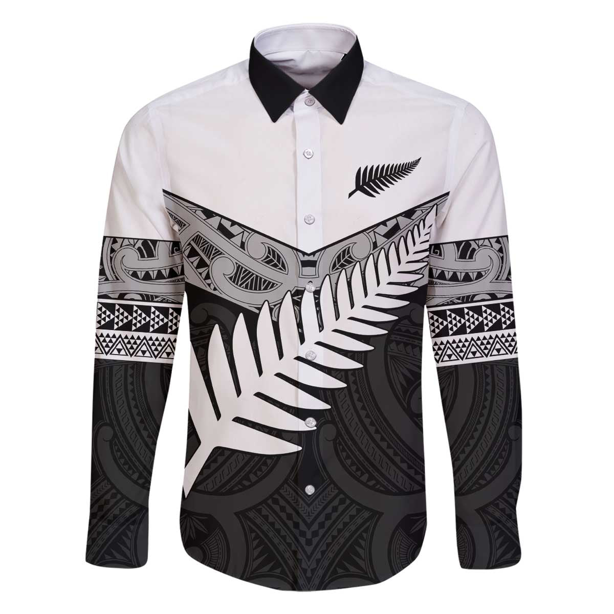 New Zealand Silver Fern Family Matching Off The Shoulder Long Sleeve Dress and Hawaiian Shirt Maori Koru Mixed Taniko Pattern