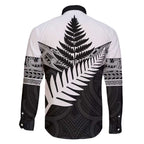 New Zealand Silver Fern Family Matching Off Shoulder Short Dress and Hawaiian Shirt Maori Koru Mixed Taniko Pattern