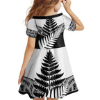 New Zealand Silver Fern Family Matching Tank Maxi Dress and Hawaiian Shirt Maori Koru Mixed Taniko Pattern