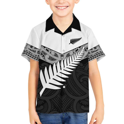 New Zealand Silver Fern Family Matching Tank Maxi Dress and Hawaiian Shirt Maori Koru Mixed Taniko Pattern