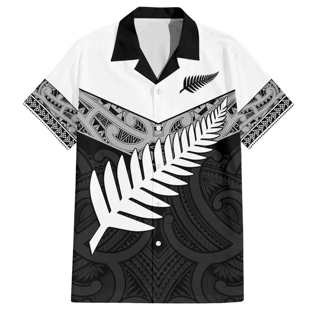 New Zealand Silver Fern Hawaiian Shirt Maori Koru Mixed Taniko Pattern