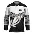 New Zealand Silver Fern Hockey Jersey Maori Koru Mixed Taniko Pattern - Aussie Hoodie