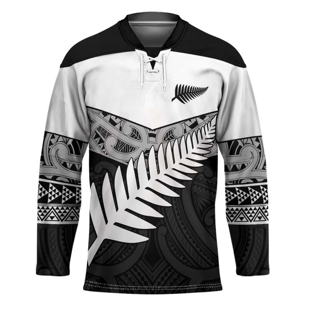 New Zealand Silver Fern Hockey Jersey Maori Koru Mixed Taniko Pattern - Aussie Hoodie