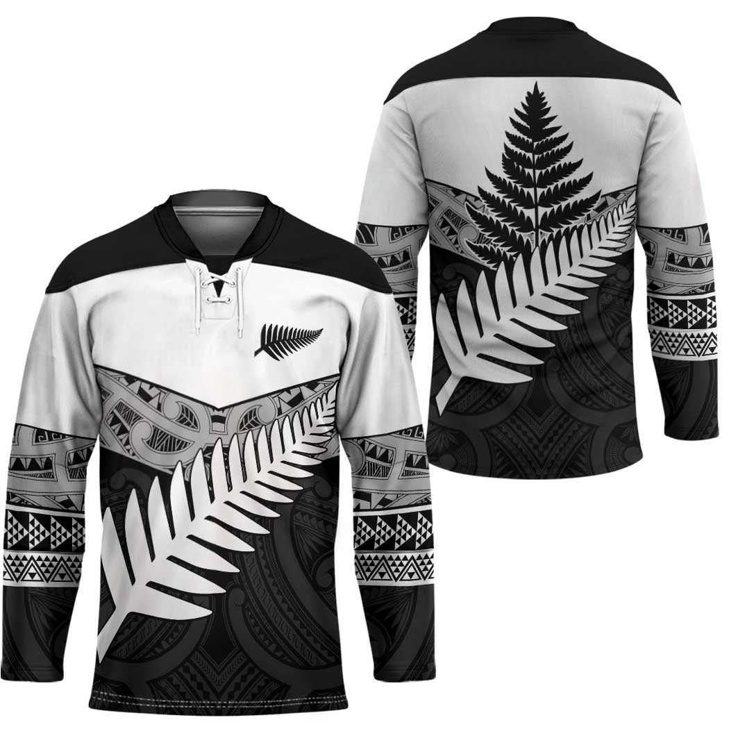 New Zealand Silver Fern Hockey Jersey Maori Koru Mixed Taniko Pattern - Aussie Hoodie
