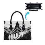 New Zealand Silver Fern Leather Bag Maori Koru Mixed Taniko Pattern - Aussie Hoodie