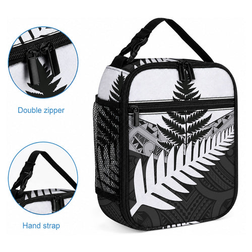 New Zealand Silver Fern Lunch Bag Maori Koru Mixed Taniko Pattern