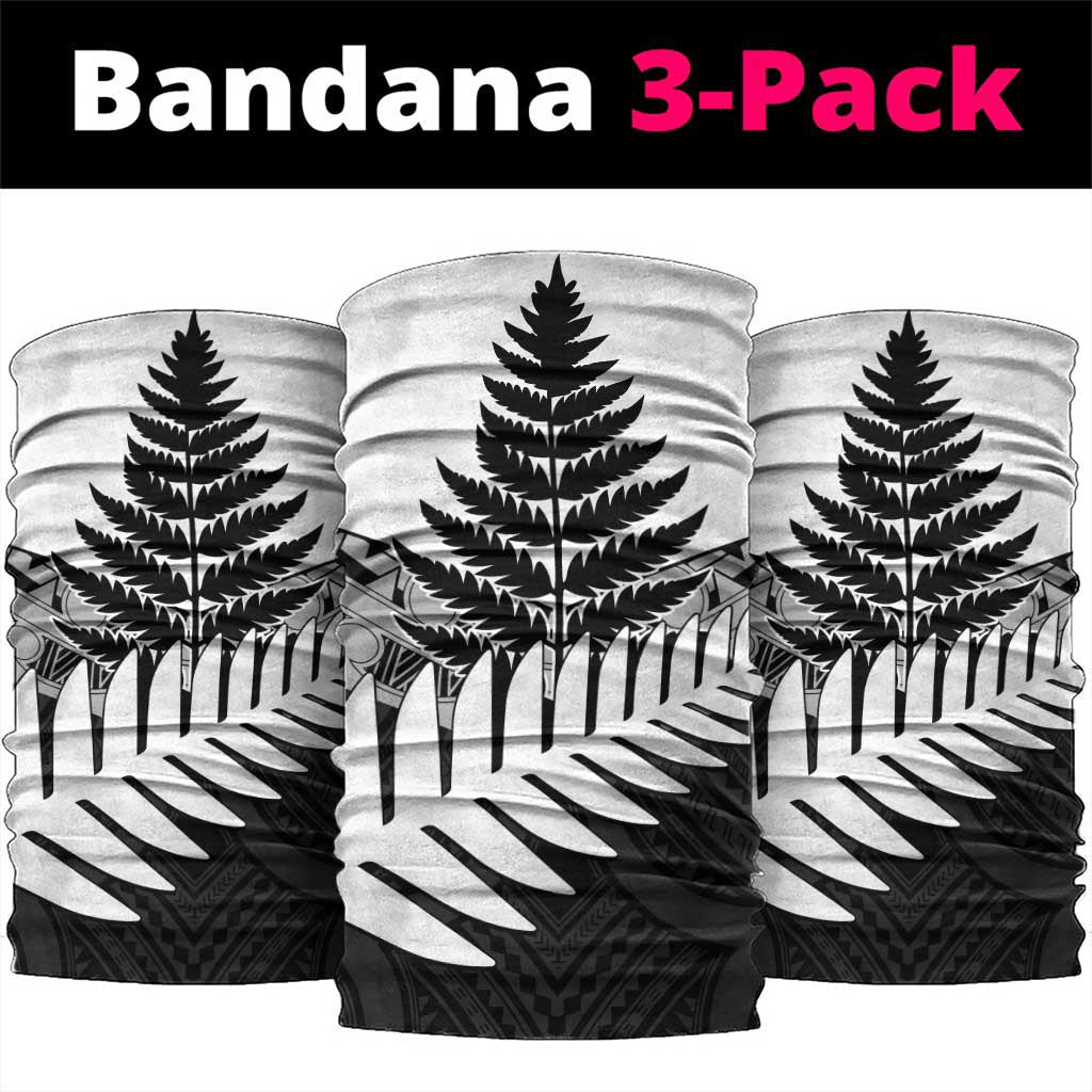 New Zealand Silver Fern Neck Gaiter Maori Koru Mixed Taniko Pattern - Aussie Hoodie