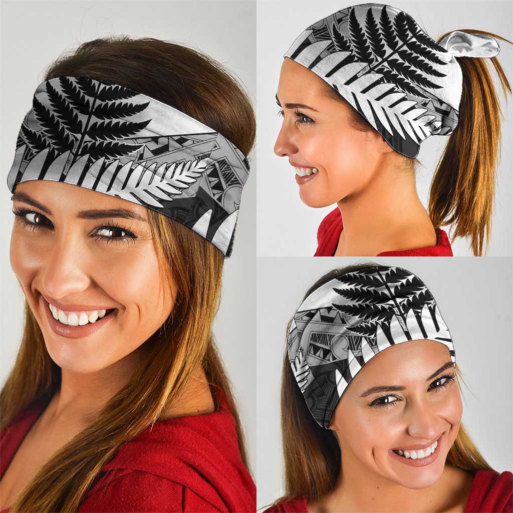 New Zealand Silver Fern Neck Gaiter Maori Koru Mixed Taniko Pattern - Aussie Hoodie