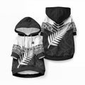 New Zealand Silver Fern Pet Hoodie Maori Koru Mixed Taniko Pattern