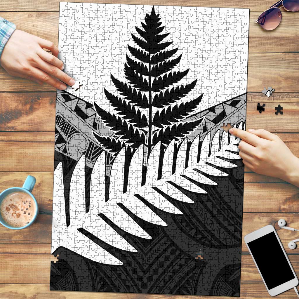 New Zealand Silver Fern Puzzle Maori Koru Mixed Taniko Pattern - Aussie Hoodie