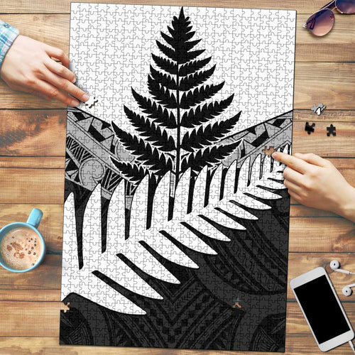 New Zealand Silver Fern Puzzle Maori Koru Mixed Taniko Pattern - Aussie Hoodie